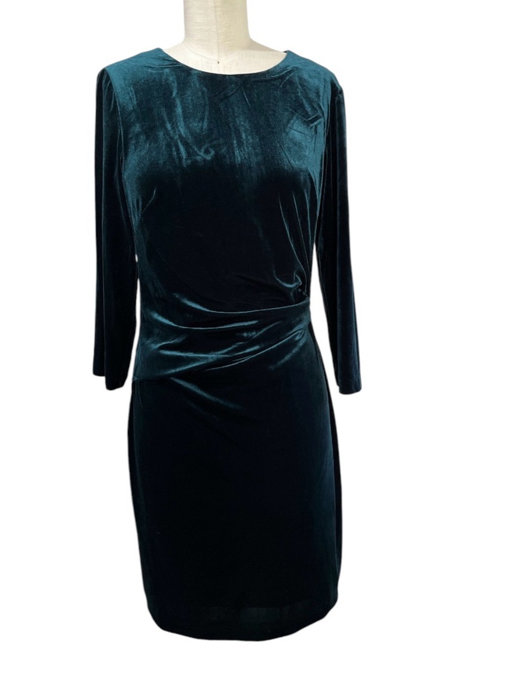 Vince Camuto Teal Velvet Long Sleeve Sheath Dress